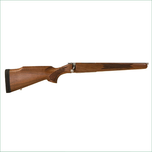 Howa M1500 valnötstock erbjuder en hållbar gummikudde, förinstallerade sling swivel studs och en elegant finish, perfekt för jakt och pålitlig precision.